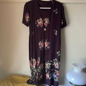 Vintage floral midi dress with attached button vest!